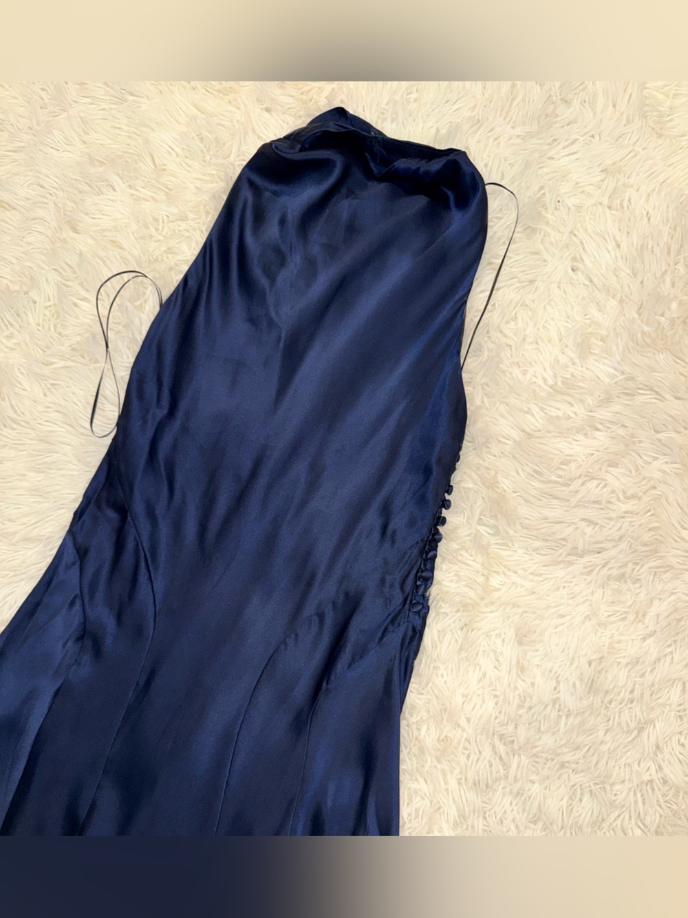 NEW Reformation Kaylah Silk Halter Navy Blue Dress sz 6 - Picture 8 of 9